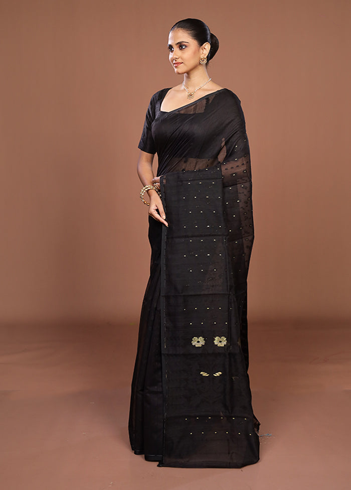 Black Jamdani Cotton Saree Without Blouse Piece