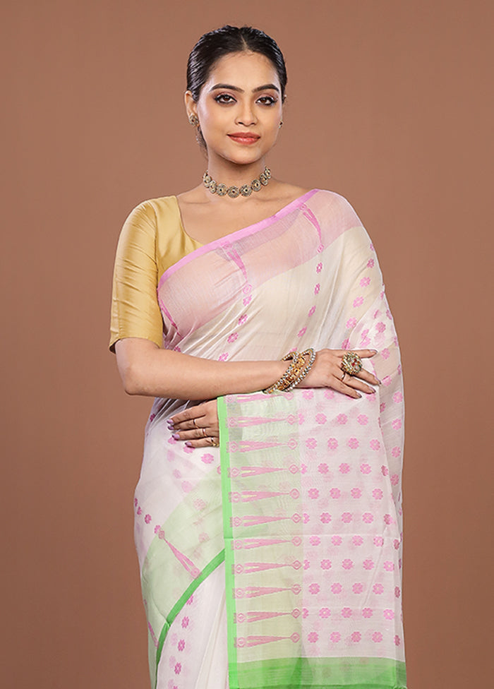 Green Jamdani Cotton Saree Without Blouse Piece