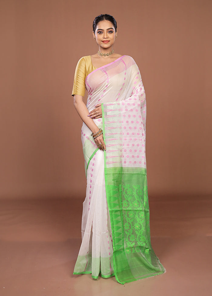 Green Jamdani Cotton Saree Without Blouse Piece