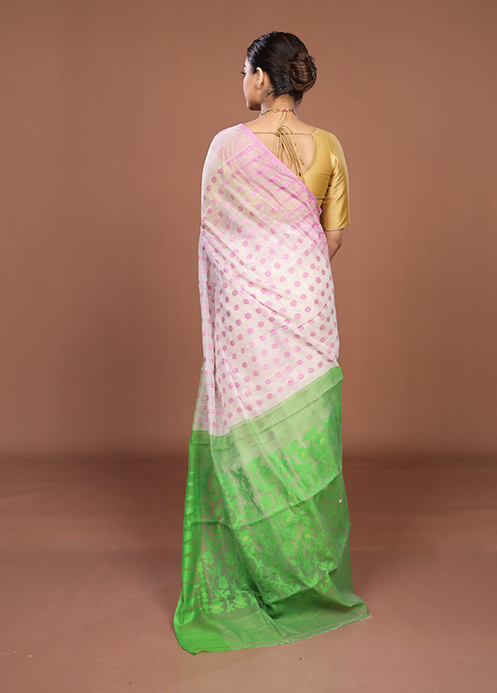 Green Jamdani Cotton Saree Without Blouse Piece