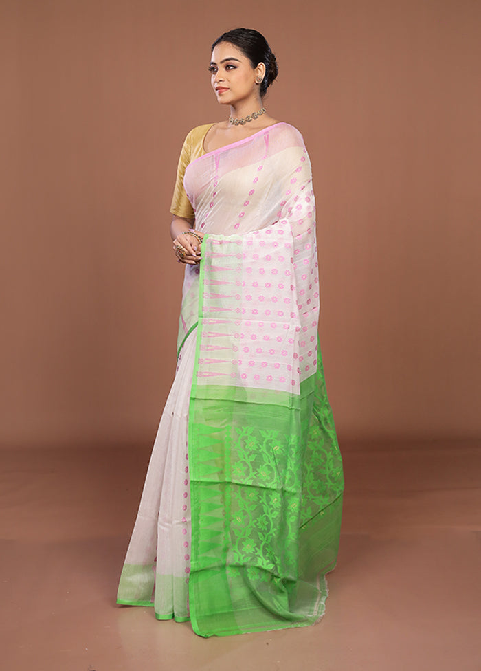 Green Jamdani Cotton Saree Without Blouse Piece