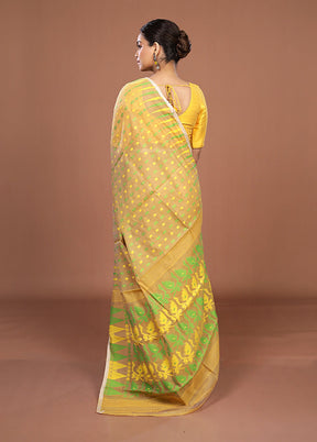 Cream Jamdani Cotton Saree Without Blouse Piece