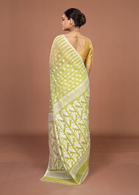 Green Jamdani Cotton Saree Without Blouse Piece