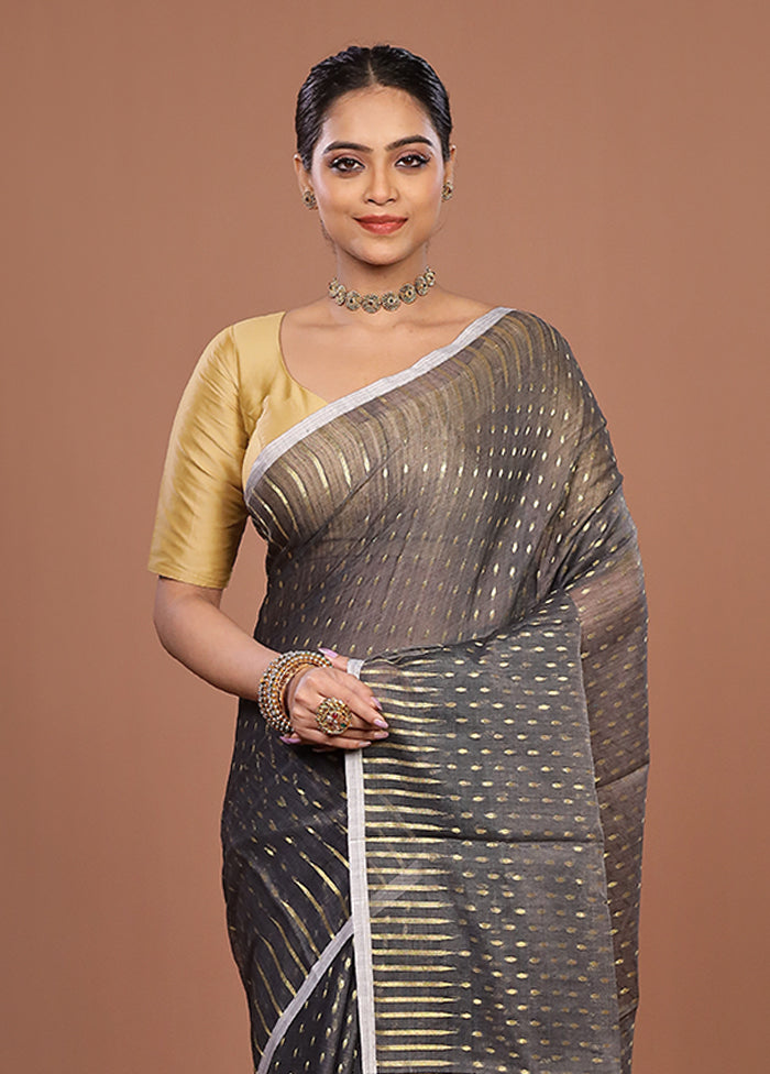 Grey Jamdani Cotton Saree Without Blouse Piece