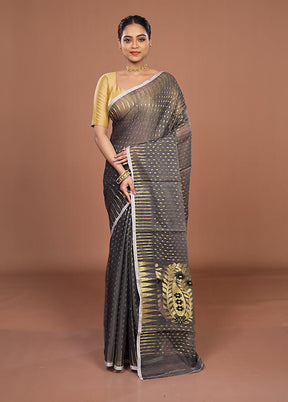Grey Jamdani Cotton Saree Without Blouse Piece