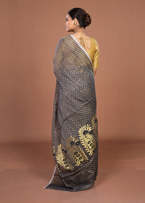 Grey Jamdani Cotton Saree Without Blouse Piece