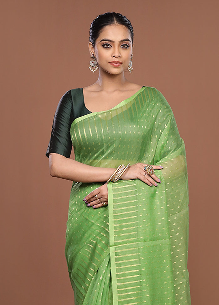 Green Jamdani Cotton Saree Without Blouse Piece