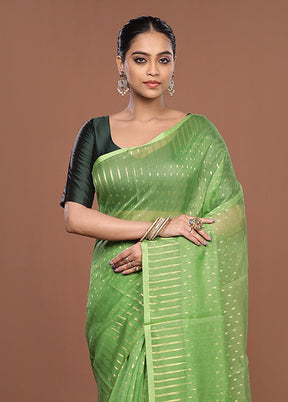 Green Jamdani Cotton Saree Without Blouse Piece