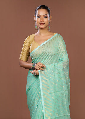 Green Jamdani Cotton Saree Without Blouse Piece