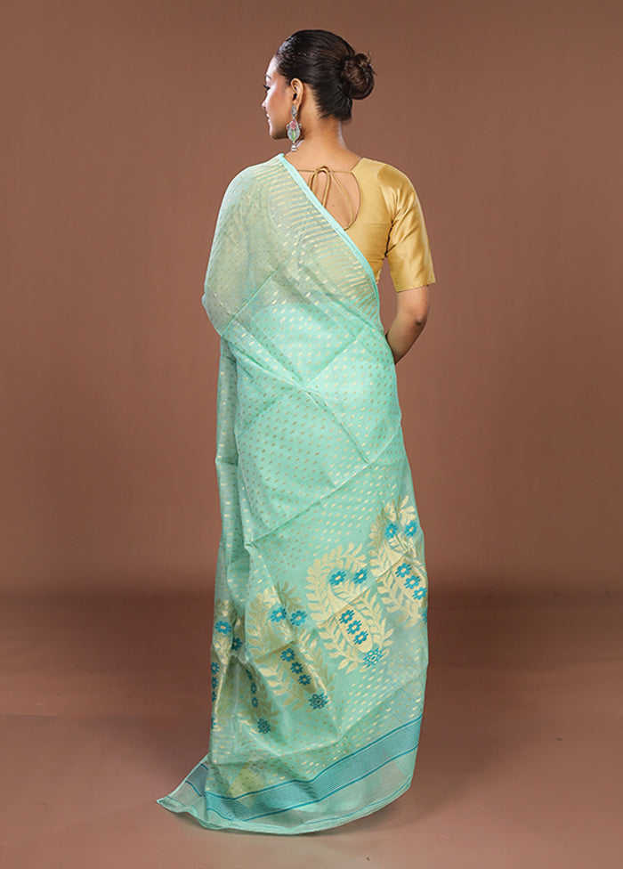 Green Jamdani Cotton Saree Without Blouse Piece