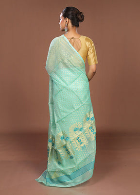 Green Jamdani Cotton Saree Without Blouse Piece