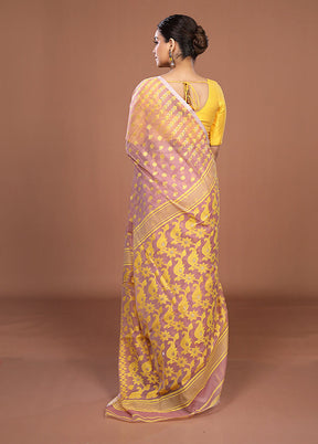 Pink Jamdani Cotton Saree Without Blouse Piece