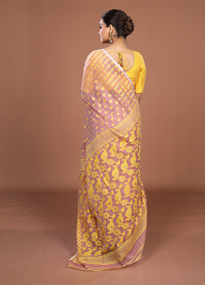Pink Jamdani Cotton Saree Without Blouse Piece