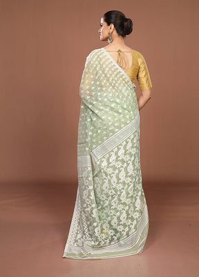 Green Jamdani Cotton Saree Without Blouse Piece