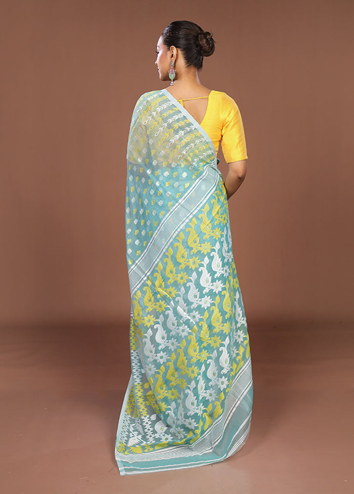 Green Jamdani Cotton Saree Without Blouse Piece