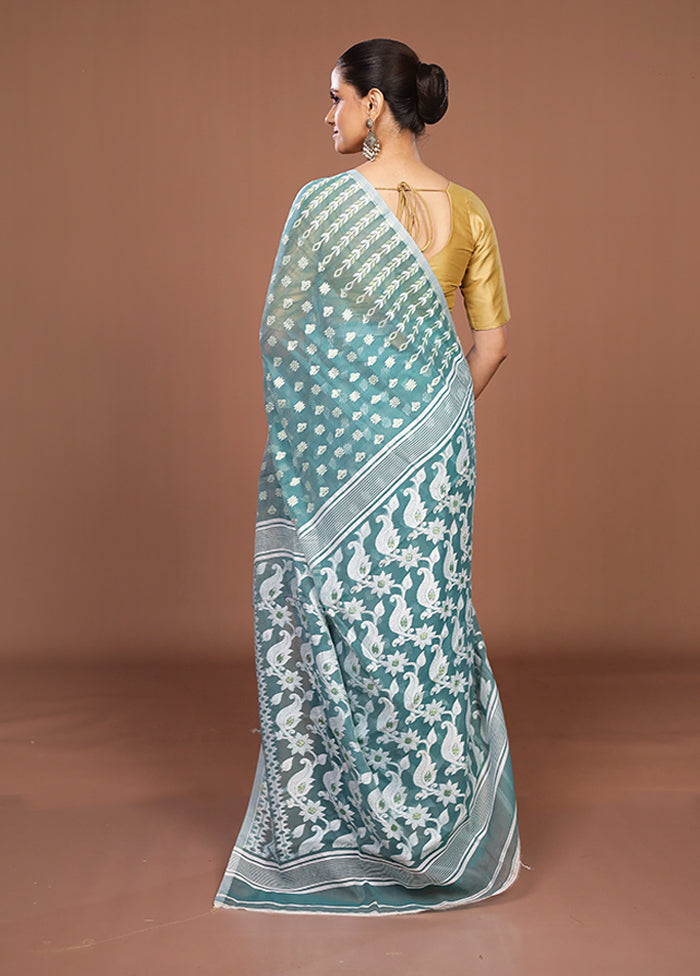 Green Jamdani Cotton Saree Without Blouse Piece