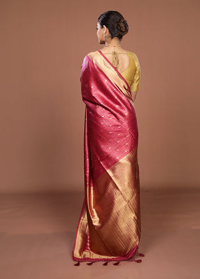 Pink Dupion Silk Saree With Blouse Piece