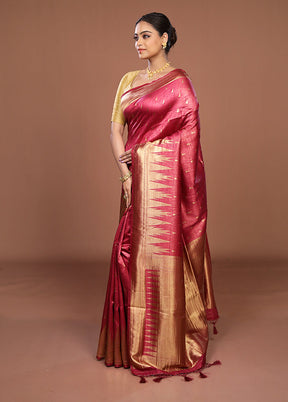 Pink Dupion Silk Saree With Blouse Piece