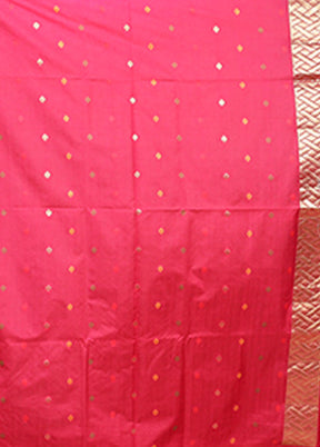 Blue Dupion Silk Saree With Blouse Piece