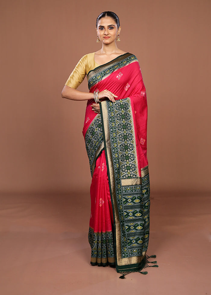 Pink Dupion Silk Saree With Blouse Piece