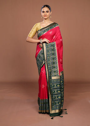 Pink Dupion Silk Saree With Blouse Piece