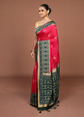 Pink Dupion Silk Saree With Blouse Piece