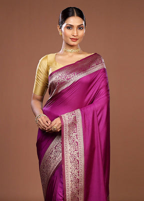 Purple Dupion Silk Saree With Blouse Piece