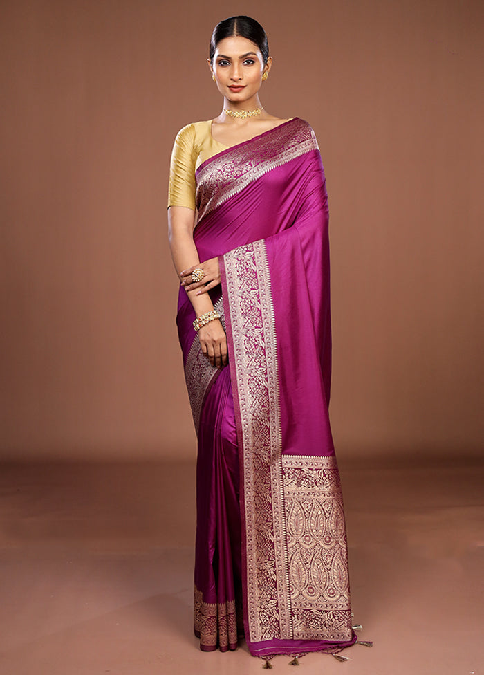 Purple Dupion Silk Saree With Blouse Piece