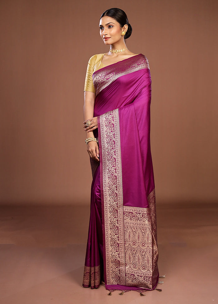 Purple Dupion Silk Saree With Blouse Piece