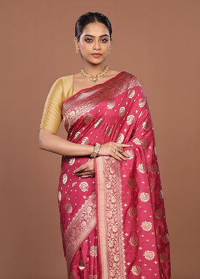 Pink Dupion Silk Saree With Blouse Piece