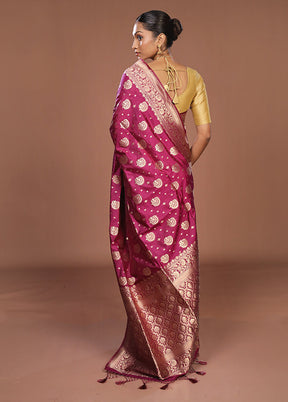 Purple Dupion Silk Saree With Blouse Piece