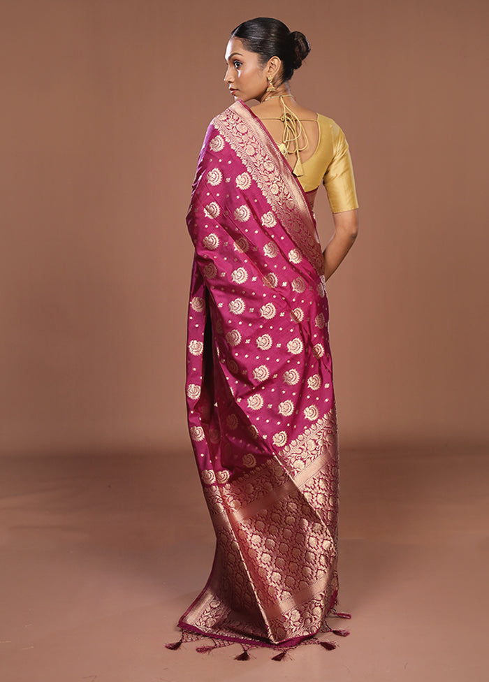 Purple Dupion Silk Saree With Blouse Piece