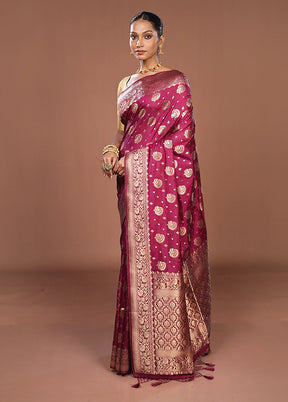 Purple Dupion Silk Saree With Blouse Piece