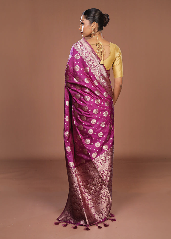 Purple Dupion Silk Saree With Blouse Piece