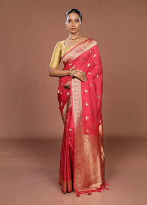 Pink Dupion Silk Saree With Blouse Piece