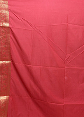 Pink Dupion Silk Saree With Blouse Piece