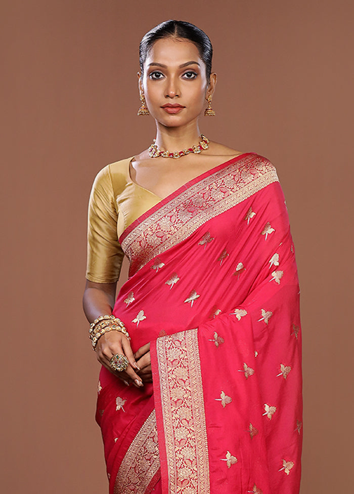 Pink Dupion Silk Saree With Blouse Piece