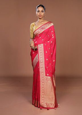 Pink Dupion Silk Saree With Blouse Piece