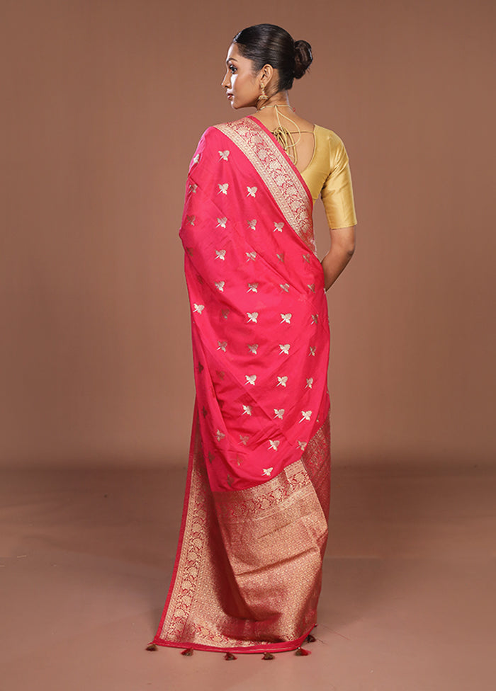 Pink Dupion Silk Saree With Blouse Piece