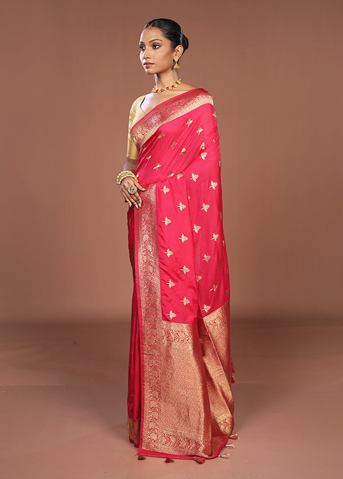Pink Dupion Silk Saree With Blouse Piece