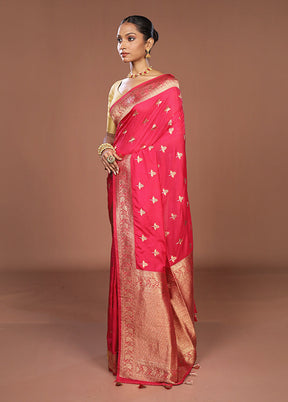Pink Dupion Silk Saree With Blouse Piece