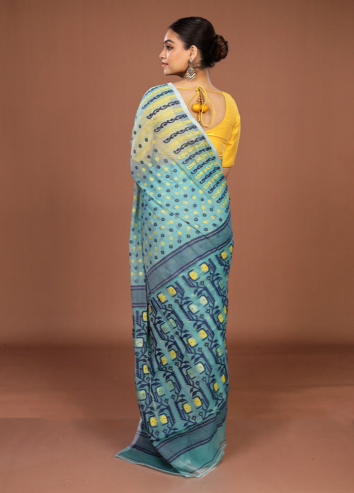Green Jamdani Cotton Saree Without Blouse Piece