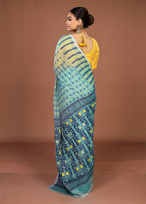 Green Jamdani Cotton Saree Without Blouse Piece