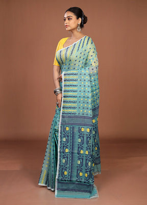 Green Jamdani Cotton Saree Without Blouse Piece