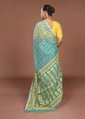 Green Jamdani Cotton Saree Without Blouse Piece
