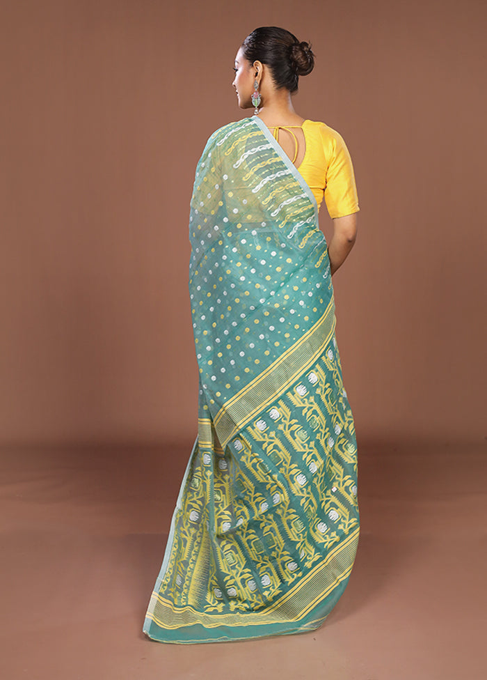 Green Jamdani Cotton Saree Without Blouse Piece