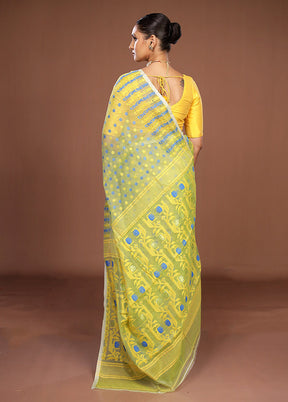 Green Jamdani Cotton Saree Without Blouse Piece