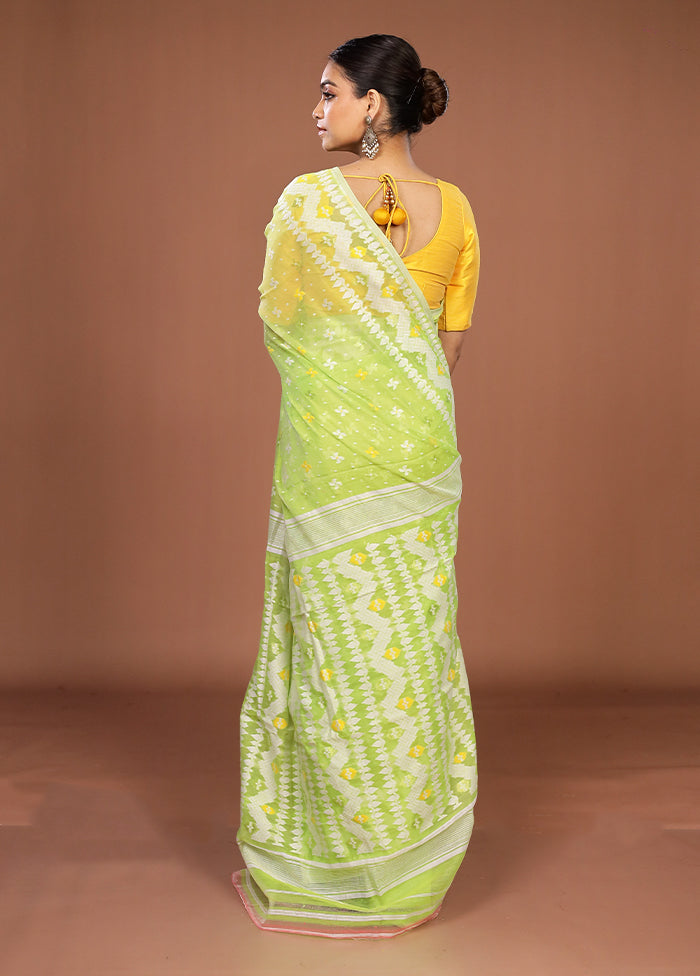 Green Jamdani Cotton Saree Without Blouse Piece