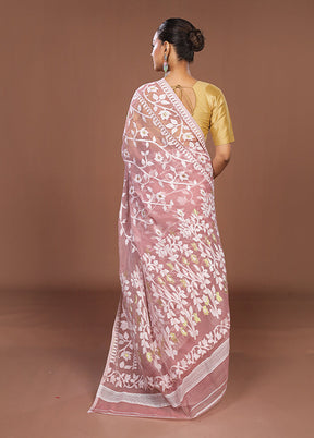 Pink Jamdani Cotton Saree Without Blouse Piece