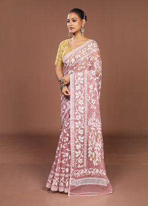 Pink Jamdani Cotton Saree Without Blouse Piece